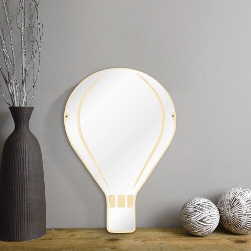 Hot Air Balloon Decoration Hanging Safety Mirror Arylic Wall Mirror With Wooden Back Hanging Wall Mirror For Living Room