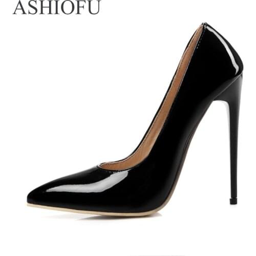 ASHIOFU New Ladies 12cm High Heel Pumps Office&Career Dress Slip-on Shoes Sexy Club Evening Fashion Court Shoes 9colors Optional