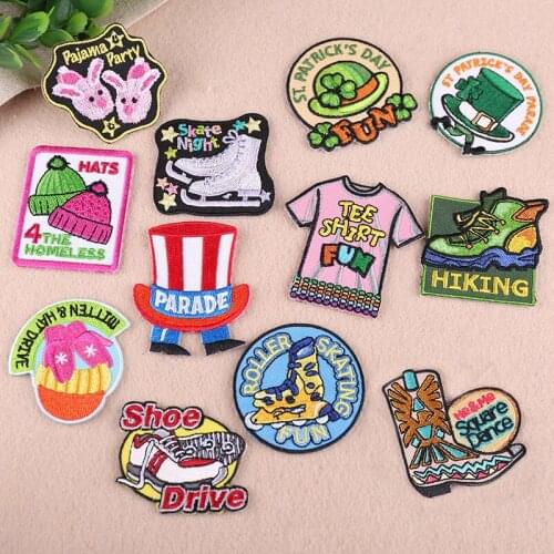 1PCS Cartoon Magic Hat Patches Green climbing shoes Badges Patch For Clothing Skates Patches Embroidery Clothing Accessories