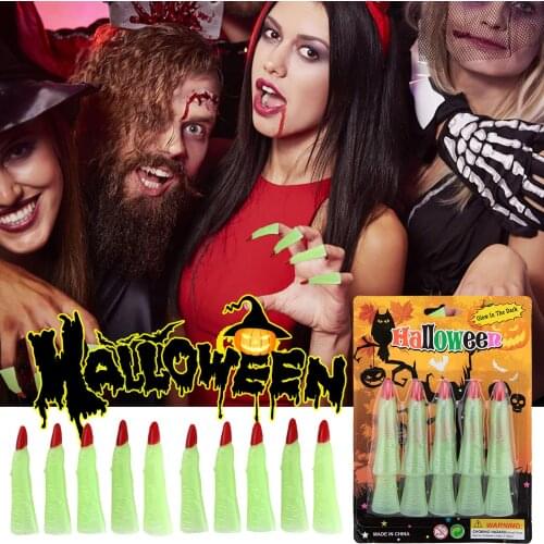 10pcs Muti-color Witch Nails Witch Zombie Ghost Monster Finger Claw for Halloween Party Props Fancy Masquerade Party