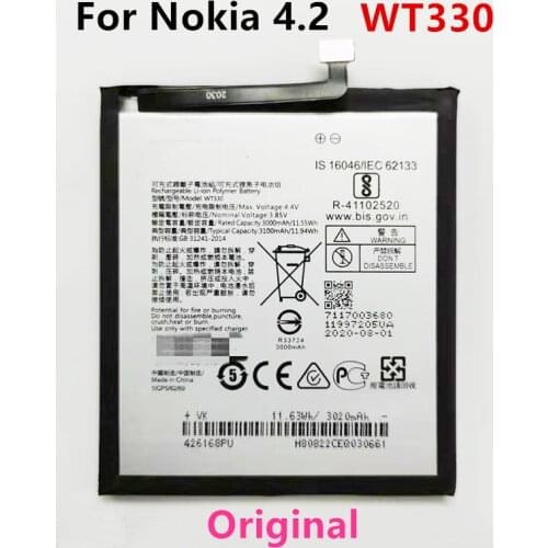 100% Original WT330 3100mAh Replacement Battery For Nokia 4.2 WT 330 Nokia4.2 Mobile phone Batteries
