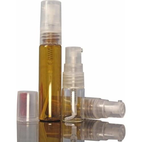 1000pcs Empty 2ml 3ml 5ml Glasses Bottles Atomizer Refillable Small Spray Perfume Bottle Mini Glass Vial Amber Aromatic scent