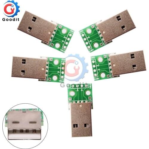 5PCS USB to DIP Adapter Converter 4 pin for 2.54mm PCB Board Power Supply Diy Kit Electronic PCB Board Module Adapter