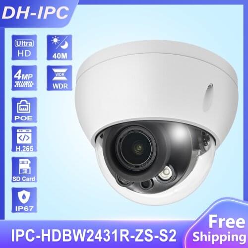 Dahua IPC-HDBW2431R-ZS-S2 4MP Lite IR Vari-focal Dome Network PoE Camera IR Distance 40M SD Card Slot 256G IP67 IK10 H.265