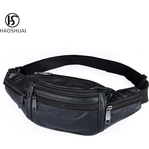 HAOSHUAI Men's Leather Bags