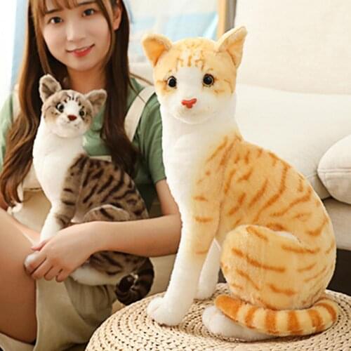 Simulation Cat Design Plush Stuffed Pillow Animal Cushion Sofa Decor Kids Toy