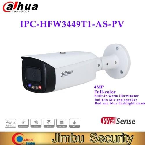 4MP Full-color Active Deterrence Fixed-focal Bullet WizSense Network Camera Dahua IP Camera IPC-HFW3449T1-AS-PV