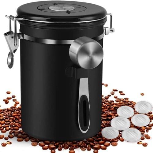 Coffee Canister Stainless Steel Airtight Coffee Bean Storage Container with Scoop Large Capacity Date Tracker