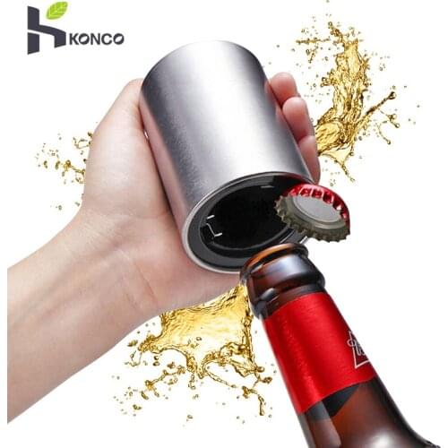 KONCO Stainless Steel Automatic Beer Bottle Opener Magnet Jar Opener Kitchen Accessoris