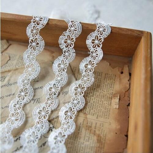 5 Meters White Color Lace Trimmings Embroidered Net Lace Trim Ribbon Sew On Appliques 17mm Width