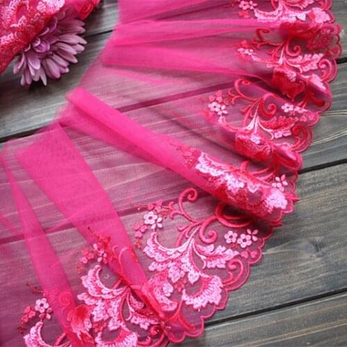 7.87"20cm wide (2yards/lot) Embroidered Tulle Lace Trim ,Colorful Mesh Lace Trim for Garment Decoration