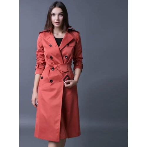 Hot Double Breasted Md-long Trench Coat Women 2020 New Fashion Belt Cloak Polerones Mujer Windbreaker Female Abrigo S-4xl