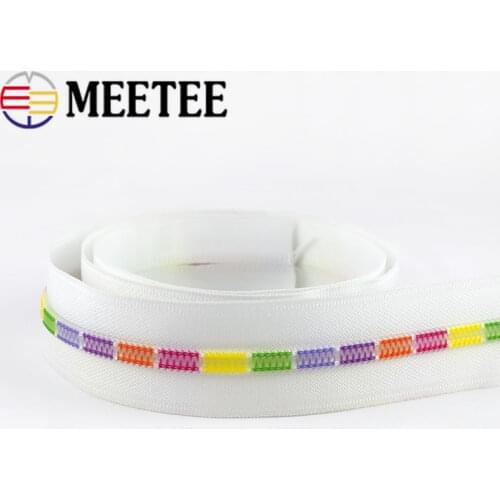 Meetee 2/5/10meters 5# White Colored Teeth Coil Nylon Zippers for Sewing Bags Garment Decor Zip DIY Repair Accessories ZA026