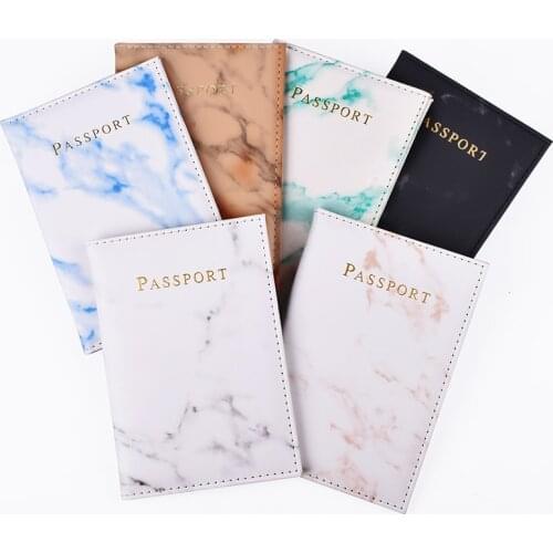 Marble Artificial Leather Passport Holder Men Women Travel Business ID Credit Card Wallet Cover Case with Storage Pocket