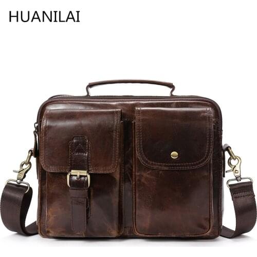 HUANILAI Mens Bags Genuine Leather Messenger Bags For Men Business Briefcases Shoulder Bags Men Handbags Crossbody Bags