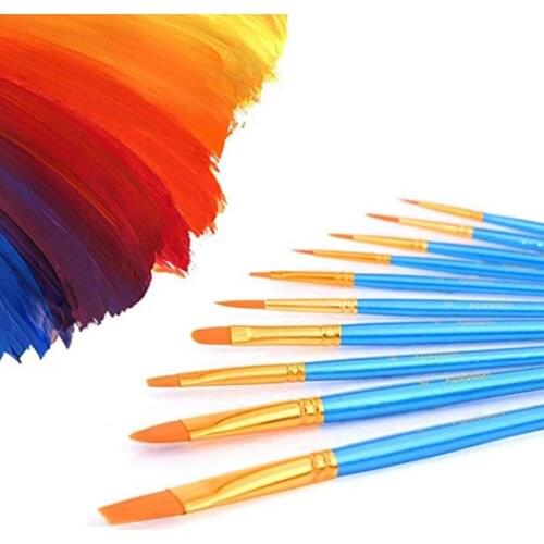 10Pcs Paint Brush Set Nylon Hair Brush for Acrylic Painting Oil Watercolor Paint