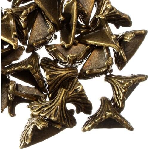 New Arrival 30PCs 19mm x 11mm Antique Bronze Pattern Carved Box Desk Box Edge 30 X Box Corner Foot Protector