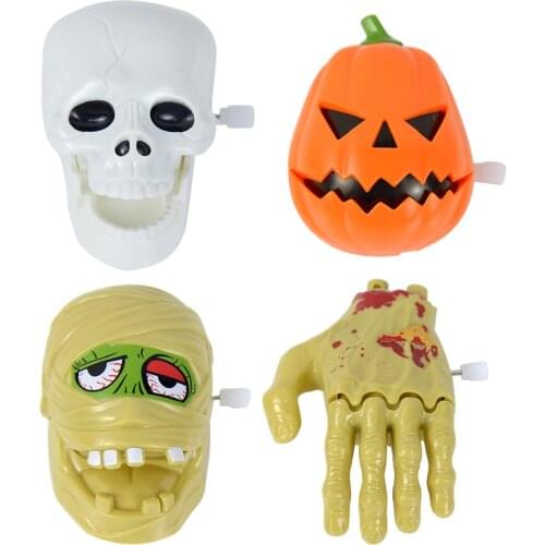 Creative Spoof Interesting Childrens Toys Gift Halloween Christmas Party Props Wind Up Toy Bounce Skull Ghost Hand Pumpkin Head