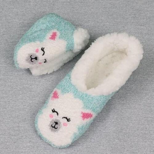 Ousefu cheap Winter warm women house slippers cute animals floor shoes women plush slippers women indoor bedroom socks