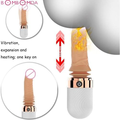 Sex Dildo Vibrator For Woman GSpot 7 Frequency Stimulate Av Wand Heater Massager Telescopic Vibrating Clitoris Stimulator Toys