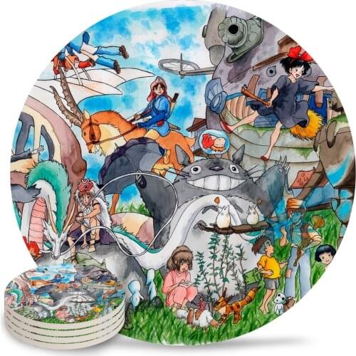 Studio Ghibli Placemats for Table Kitchen Coffee Table Decor Accessories Ceramic Coasters