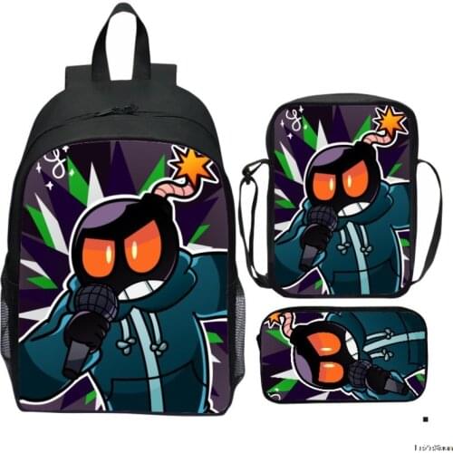 3D Friday Night Funkin Bag 3 Pcs/Set Anime Hot Game for Teenager Book Bag Travel Back Pack Men Women Harajuku School Backpack
