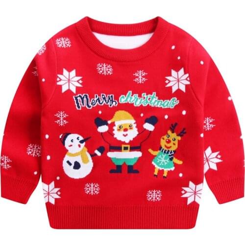 Girls Boys Sweaters Autumn Winter Christmas Knitwear Long Sleeve O-neck Warm Top Kids Children Clothes