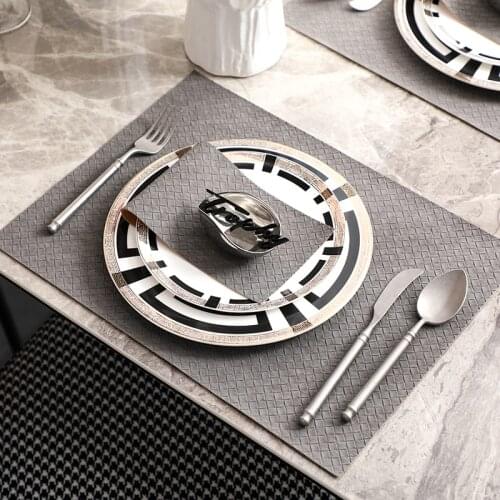 Luxury Black And White Geometric Lines Portrait Bone China Dinnerware Set Porcelain Western Plate Dish Home Decor Wedding Gifts