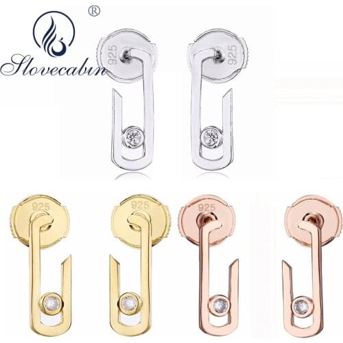 Slovecabin Original 925 Sterling Silver Move Zircon Drop Valentine Earring For Women Gift Romantic Slide Crystal Pandant Jewelry