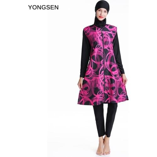 YONGSEN Women Muslim Swimwear Islamic Burkinis Swimming Long Sleeve muslim swimsuit Plus size hijab maillot de bain femme