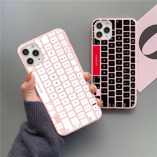 Funny keyboard Phone Case for iPhone 11 Pro Max X XR XS 8 7 6s Plus Matte Candy Pink Silicone Cases