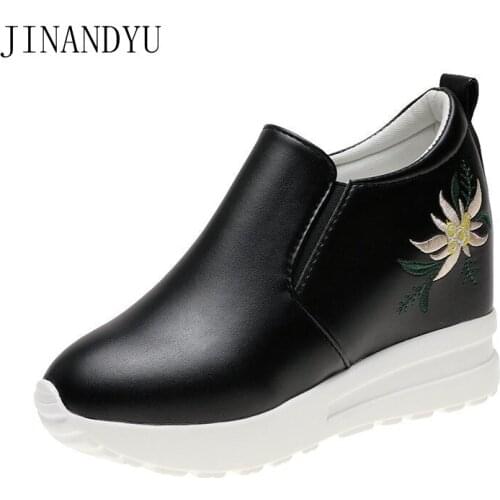 Wedge Sneakers Womens Slip on Shoes Silver Black White Platform Shoes Women Fashion Chunky Sneakers Woman Vulcanize Shoes New