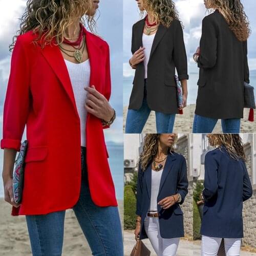 Fashion Blazer Womens Suit Jackets Long Seelve Solid Coat Office Ladies Jacket Casual Outerwear Suit Blazer Woman casual suit