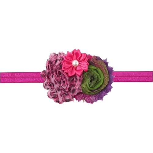 1PC Flowers Hair Accessories with Pearl Chiffon Flower Headband Kids Festival Headwear Girls Hairband 15 Colors