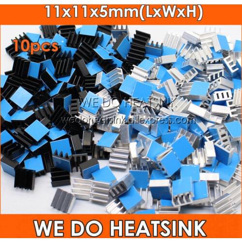 WE DO HEATSINK 10pcs Aluminum Heatsink 11x11x5mm Electronic Chip Radiator Cooler DIY With Thermal Double Sided Adhesive Tape