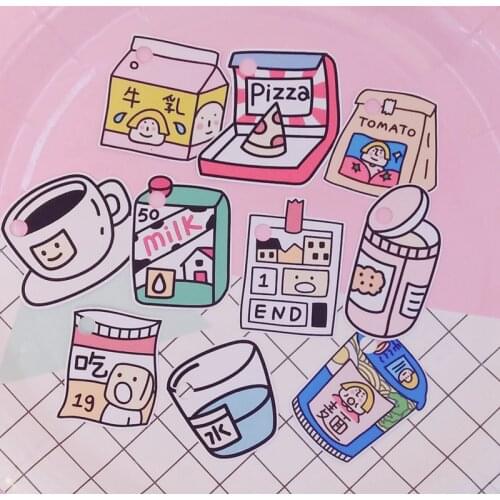 10 Pcs/pack Ins Best Selling Creative Cute Cartoon Snack Stickers Hand Book Diy Paper Decorative Material Stationery Stickers
