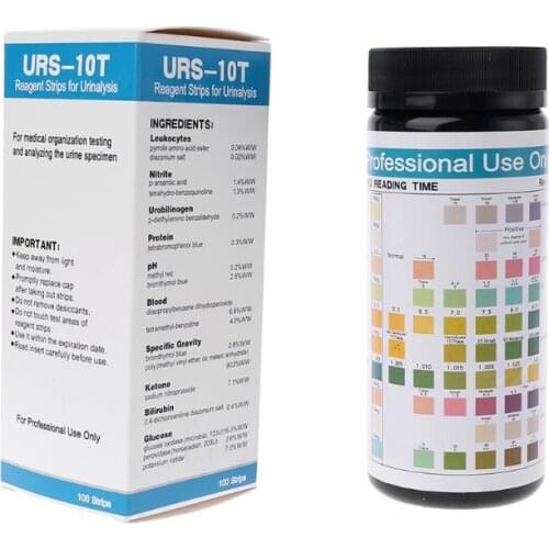 100Strips URS-10T Urinalysis Reagent Strips 10 Parameters Urine Test Strip Leukocytes Nitrite Protein pH Blood Ketone Glucose