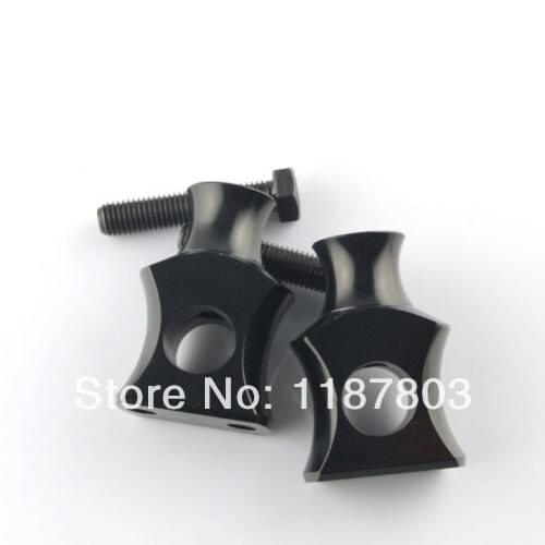 2x Universal Motorcycle 7/8" 22mm Shorty Handlebar Bar Risers Clamp Black For Harley Custom Bobber Chopper Cruisers
