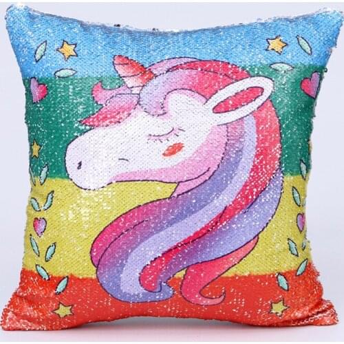 40x40cm New Sequin Mermaid Pillowcase Unicorn Pattern Pearl Cushion Hold Pillowcase Home Textile Product
