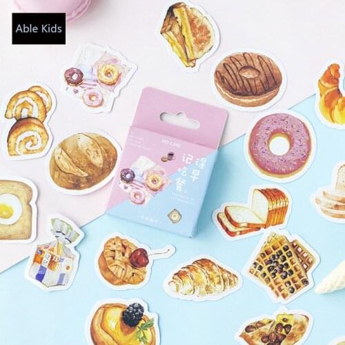 46 pcs /Pack Breakfast Bread Mini Adhesive Stickers Stick Label Decoration Stickers Student Office Supply Kids Gift