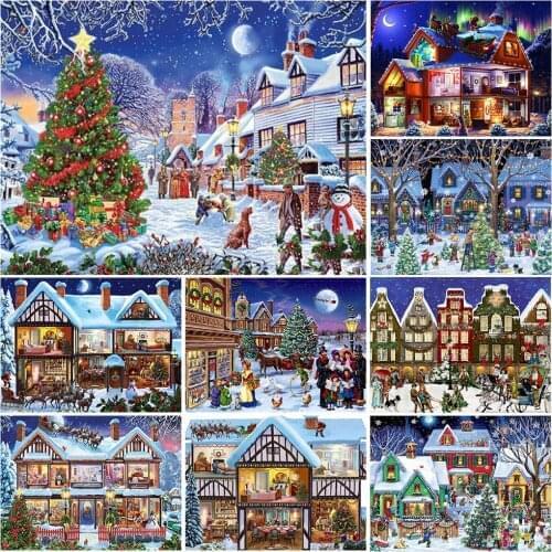 DIY Diamond Painting Halloween House Cross Stitch Full Square 5D DIY Diamond Embroidery Landscape Mosaic Home Decor Wall Sticker