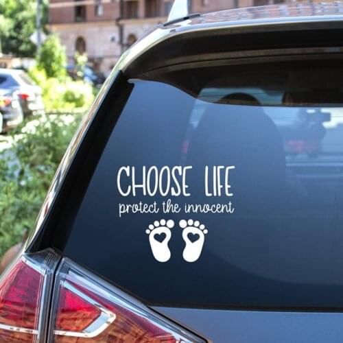 Black/Sliver Personalized Pro Life Decal Choose Life Footprints Design Vinyl Art Pattern Art Car Body Stickers S031