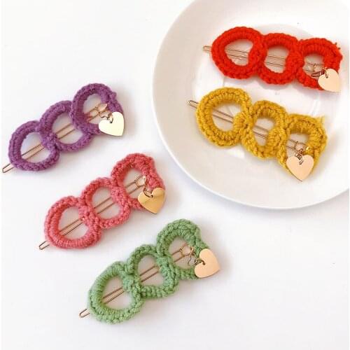 Autumn and Winter Children Cute Colors Knitting Love Ornament Hair Clips Girls Lovely Barrettes Hairpins Kids Hair Accessories