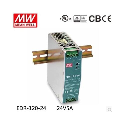 EDR-120 Genuine Mean Well MW 120W Single Phase AC/DC Industrial DIN Rail Switching Power Supply EDR-120-24 DC24V 12V 48V