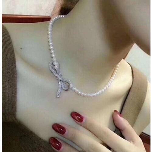 Fashion jewelry elegant 9-10mm round white pearl necklace 18inch