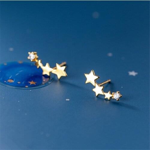 Glaxy Star Cluster 925 Sterling Silver Three Stars Stud Earrings For Women Diamonds Sterling-silver-jewelry Studs Cool Gift