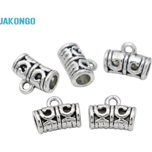 JAKONGO Antique Silver Plated Bail Loose Beads for Jewelry Making Bracelet Jewelry Accessories DIY Handmade Craft 12x9mm 20pcs