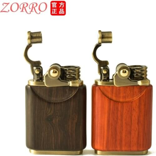 Zorro Kerosene Lighter Personality Creative Wooden Shell Rhino Horn Rocker Ignition Retro Nostalgic Old-fashioned Smoking Tool