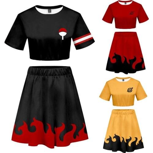 Anime Cosplay Costumes T-shirt Dress Sets Women Shirt Short Sleeve Dress For Girls Clothing Suits