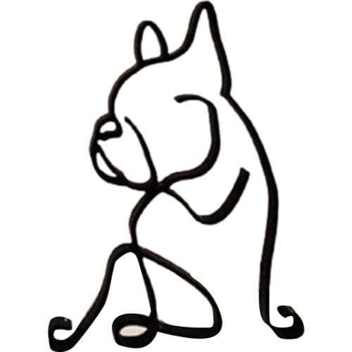 Dog Minimalist Art Sculpture Wrought Iron Desktop Ornament Metal Art Sculpture Exquisite Home Office Desk Decorations WWO66